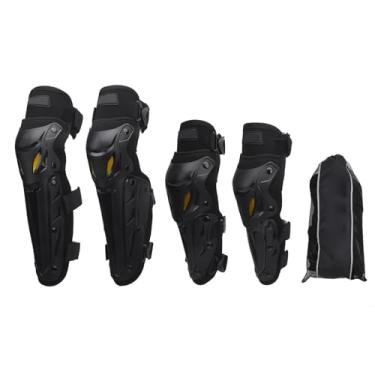 Imagem de Asixxsix Joelheiras para motociclistas, joelheiras ajustáveis de 45 a 180 graus, equipamento de proteção para motociclistas com cotoveleiras, para homens (Preto)