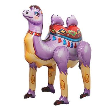 Imagem de Balão de alumínio animal fofo desenho animado coelho gigante raposa camelo animal decorações de feliz aniversário chá de bebê suprimentos de festa meninos brinquedo (camelo roxo 3D)