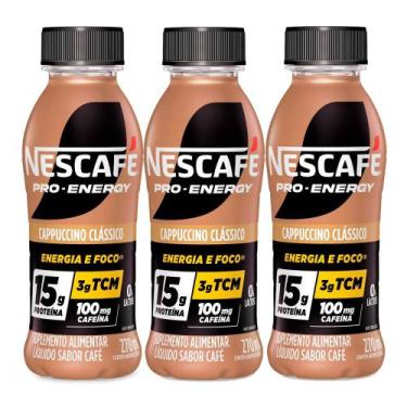 Imagem de Kit 3 Suplemento Alimentar Nescafé Pro-Energy 15g Proteína Cappuccino 