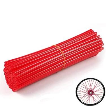 Imagem de Capas de raio de bicicleta universais – 72 peças de raio de roda de motocicleta com acabamento de tubulação, raios protetores de decoração para bicicletas, bicicleta de sujeira – vermelho