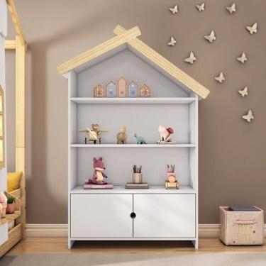 Imagem de Estante Infantil Casinha Mdf/madeira 2 Portas Casatema Branco