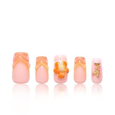 Imagem de LOVFUL Fantasia tropical Press on Nails | Feito à mão com cristais totalmente cobertos | Unhas postiças reutilizáveis | Quadrado regular 2,5 cm | H310L