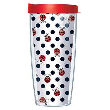 Imagem de Caneca para copo Ladybug Dots Traveler com tampa, Branco, 16 Ounce, 1