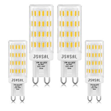 Imagem de JSVSAL Lâmpada LED G9 regulável de baixa tensão 12V-24V CA/CC, base G9 Bi Pin 5W branco quente 3000K 450 lúmens equivalente a lâmpada de pista de halogêneo de 50W para trailers marítimos, luz de