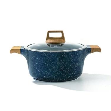 Imagem de Panela Caçarola com Revestimento Cerâmico, 25cm, Tampa de Vidro, Alça de Madeira, Dupla Parede, Compatível com Fogão a Gás e Indução, Luxo, Resistente (Verde)