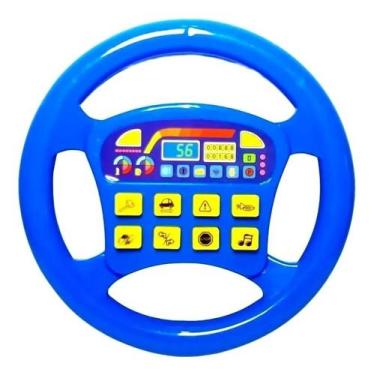 Imagem de Volante Infantil Musical a Pilha Com Sons Sonoro Veículos Cor Azul - J