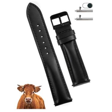 Imagem de vinacreations Pulseira masculina vintage de couro preto de 20 mm, de substituição rápida, fivela de aço inoxidável, feita à mão, presente de Natal e dia dos pais, para pai, filho, marido, DH-201B-20