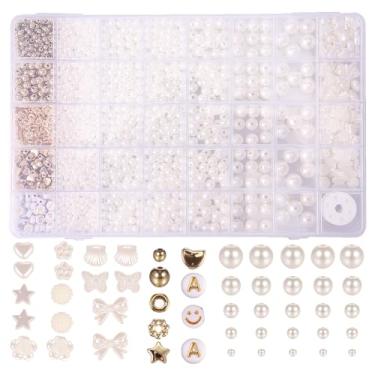 Imagem de 1800 peças de pérolas para fabricação de joias, pérolas soltas de 1-2 mm para artesanato com furos, kits de pulseiras da amizade, pequenas contas de pérolas e contas de ouro kit para fazer pulseiras