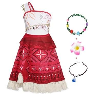 Imagem de COTRIO Vestido De Princesa Para Meninas, Roupa Infantil Crianças Pequenas, Fantasia Halloween, Roupas Vestidos Festa Aniversário Com Colar, Tamanho 5T-6T