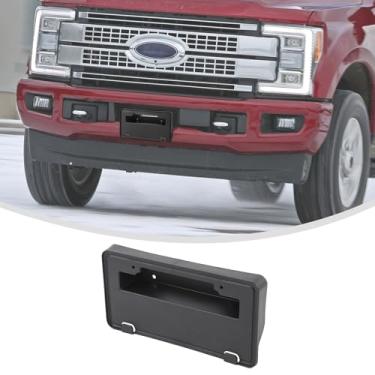 Imagem de Linskip Para Ford F250 F350 F450 F550 SRW 2017-2019 Suporte de placa de licença, suporte de moldura para Ford Super Duty Front Bumper HC3Z-17A385-AA HC3Z17A385AA