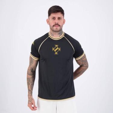 Imagem de Camisa Kappa Vasco Supporter Shore Preta e Dourada, G