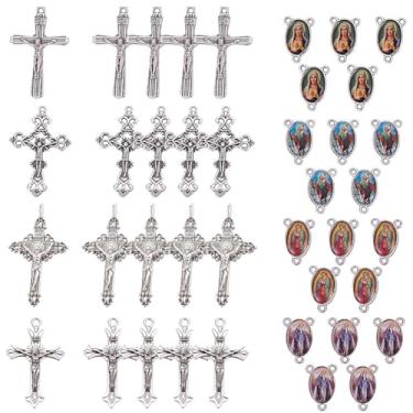 Imagem de SUNNYCLUE Rosary Crucifix Cross and Center Miraculous Medal Oval Link, Picture Combination