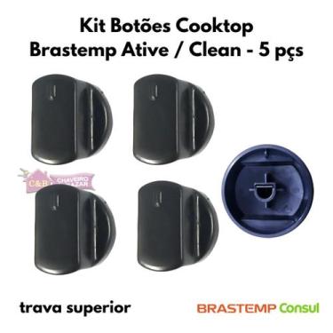 Imagem de Kit Botão de Fogão Brastemp Ative/CLEAN Cooktop 5 peças