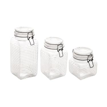 Imagem de LYOR - Conjunto 3 Potes Herméticos de Vidro 1,7L/1,3L/750ml - Organização de Alimentos - Porta Mantimentos com Tampa Hermético