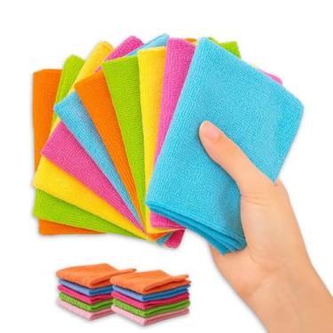 Imagem de Kit 10 Panos Microfibra Lavável Multiuso 30x30cm Reutilizável Pia Móveis Carro Limpeza Geral Casa Flanela - Cores Sortidas