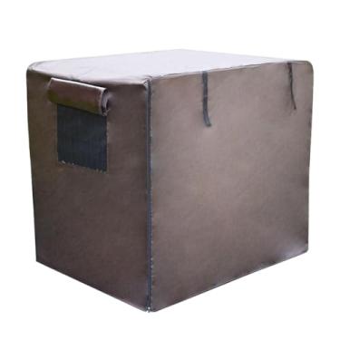 Imagem de Fenteer Capa para caixa de transporte de cachorro, capa para canil, respirável para proteção interna e externa, tecido Oxford redutor de luz, acessório para, Café 63x46x56 Cm