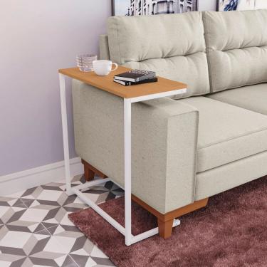 Imagem de Mesa de Apoio Kappesberg Crome Industrial Canela/Branco