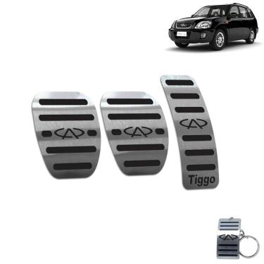 Imagem de Pedaleira Chery Tiggo Manual 2010 Até 2015 Aço Inox Preto