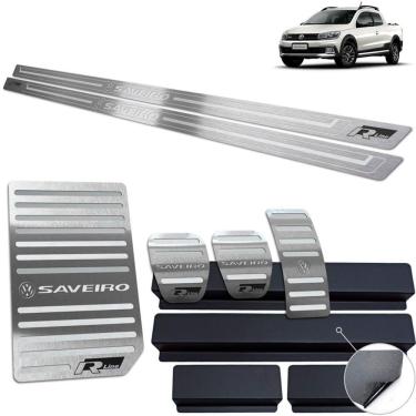 Imagem de Descanso Pedaleira Soleira Prata Baixo Relevo Saveiro R-Line