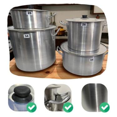 Imagem de Panelas Industriais Caldeirão e Caçarola N 26 e N 34 Linha Hotel Alumí