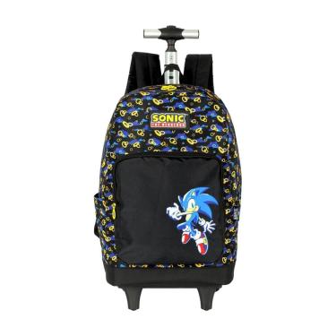 Imagem de Mochila Escolar 2Em1 Rodas E Costas Sonic Game - Preto
