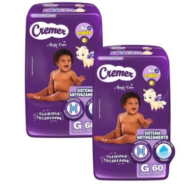 Imagem de Kit 2 Fraldas Descartáveis Cremer Magic Care Hiper G 60 Tiras