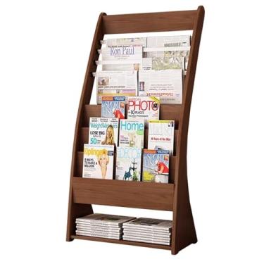 Imagem de hezhuhe2258 Suporte de revistas de madeira, suporte de jornal, escritório, porta-revistas, folheto, suporte de exibição de materiais promocionais, estante de livros, suportes de exibição de folhetos