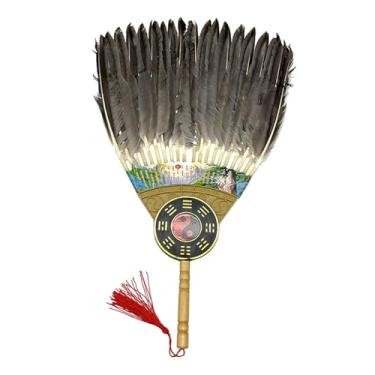 Imagem de Fiocias Ventilador de Penas Chinês Antigo Zhuge Liang Ventilador de Verão Chinês Portátil para Férias, L