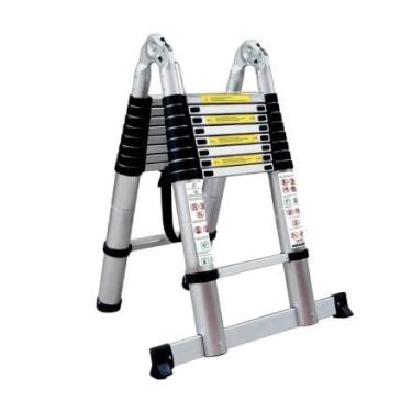 Imagem de Escada Telescópica Multifuncional Inox - 18 Degraus - 5,6 Metros - ETI560 - JST