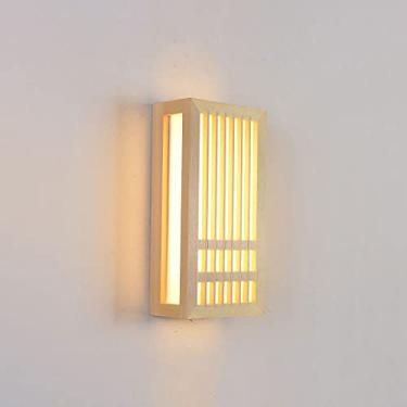 Imagem de Luminária de parede LED de madeira, arandela japonesa, abajur de acrílico, luminária nórdica de parede de madeira, luminária de cabeceira quadrada para sala de estar, quarto e restaurante (t