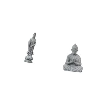 Imagem de Fenteer Guan Yin Macaco Buda Pedra Ornamento Obra de Arte Coleção Feng Shui Escultura de Buda Feminino Chinês Kuanyin Estatueta Sun Wukong Miniatura para Gabi