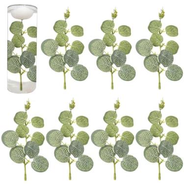 Imagem de SUNNYCLUE 30 peças de flores artificiais para velas flutuantes, folha de eucalipto artificial, pequenas plantas falsas, folhas verdes, enchimento de vaso para centros de mesa, lembrancinhas de festa