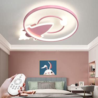 Imagem de Luminária de teto LED para crianças, luminária de teto com desenho animado, lustre regulável com controle remoto, luz moderna para decoração de quarto de meninos e meninas, sala de estar, es