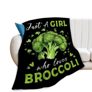 Imagem de Cobertor de brócolis Just A Girl Who Loves Brócolis, macio, quente, aconchegante, felpudo, presentes para meninas, mulheres, material de flanela de lã leve, presente para crianças e adultos 127 cm x