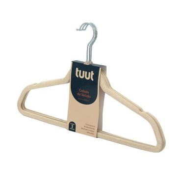 Imagem de Kit 3 Cabides Veludo Antideslizante Para Roupas Delicadas 45cm - Tuut