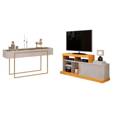 Imagem de Rack Bancada Valle e Aparador Petri Cedro Bali - DJ Móveis