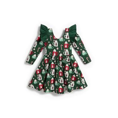 Imagem de MONICA + ANDY Vestido Let's Dance com babados duplos para bebês meninas, Mocha de menta, 14 Anos