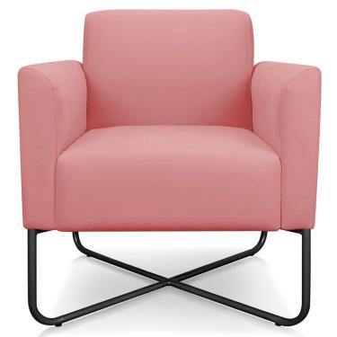 Imagem de Poltrona Decorativa Isabella Base X Suede Rosê/Preto - Gran Belo