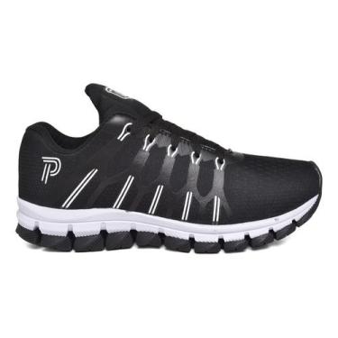 Imagem de Tênis Esportivo Polo Blu Leve Confortável Tecido + Relogio, Preto, 41 