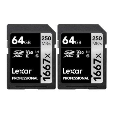 Imagem de Cartão de memória Lexar Professional SDHC/SDXC 1667x UHS-II 64GB pacote com 2 (LSD64GCBNA1667)