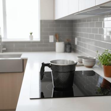 Imagem de Leiteira Fervedor 1,2L Canecão Caneco em Alumínio com Cabo Cores (Preto - Craquelado)