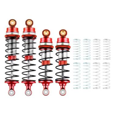 Imagem de GLOBACT Front & Rear Shock Absorbers Set Aluminum for LOSI 1/16 Mini-B 1/18 Mini-T 2.0 LOS314004 RC Buggy Truck Upgrade Replacement Parts (Red)