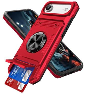 Imagem de QIVSTAR Capa magnética para iPhone Air, anel giratório de 360° com compartimento oculto para cartão, proteção de nível militar, capa de telefone à prova de choque para iPhone 17 Air de 6,5 polegadas
