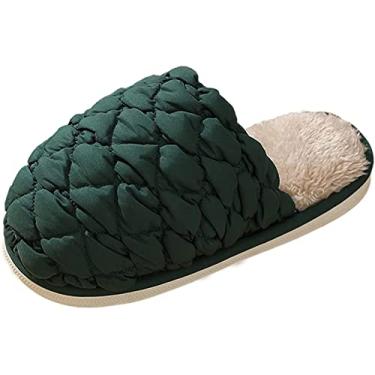 Imagem de Pantufas Femininas Pantufas Femininas Outono e Inverno Moda Sólida, Verde, 6