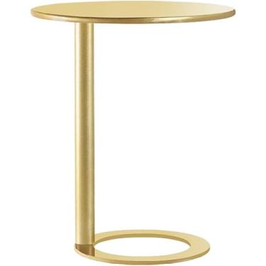 Imagem de Mesa Lateral Livig Room, Mesa Lateral Em Forma De C, Mesa De Cabeceira, Mesa Lateral De Sofá, Mesa De Café Roud, Com Mesa De Sofá De Estrutura De Metal, Escri, Gold Matte, 48 * 74cm
