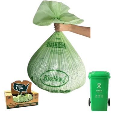 Imagem de BioBag (EUA) Bolsa Compostável Original, 99 galões, 120 unidades, 100% certificada, sacos de lixo compostáveis para resíduos de alimentos, extra forte e durável, saco de lixo