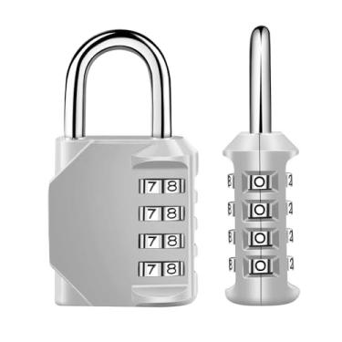 Imagem de Cadeado de combinação redefinível de 4 dígitos com combinação, cadeado de combinação impermeável e resistente ao ar livre para armário de academia, portão de cerca, caixa de ferramentas, armário de