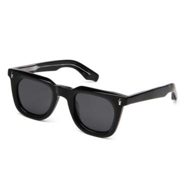 Imagem de HCHES Óculos de sol polarizados punk de acetato grosso masculino com rebite e lentes UV400 femininas (3)