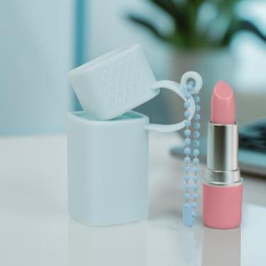 Imagem de Suporte de batom de silicone, organizador portátil de brilho labial, bolsas de cosméticos reutilizáveis para mulheres e viagens, Azul