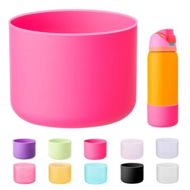 Imagem de Bluwing Bota de silicone para garrafa de água Owala 947 ml, parte inferior de manga protetora antiderrapante para garrafa de água isolada Owala 947 ml FreeSip/Twist/Flip (rosa vermelha)